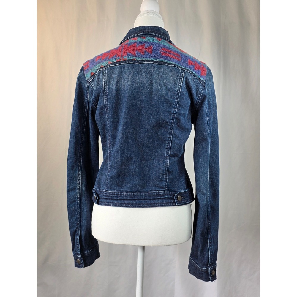 Coastal Cowgirl Zara Denim Jacket Southwestern Tapestry Yoke Dark Wash Large - Picture 2 of 8